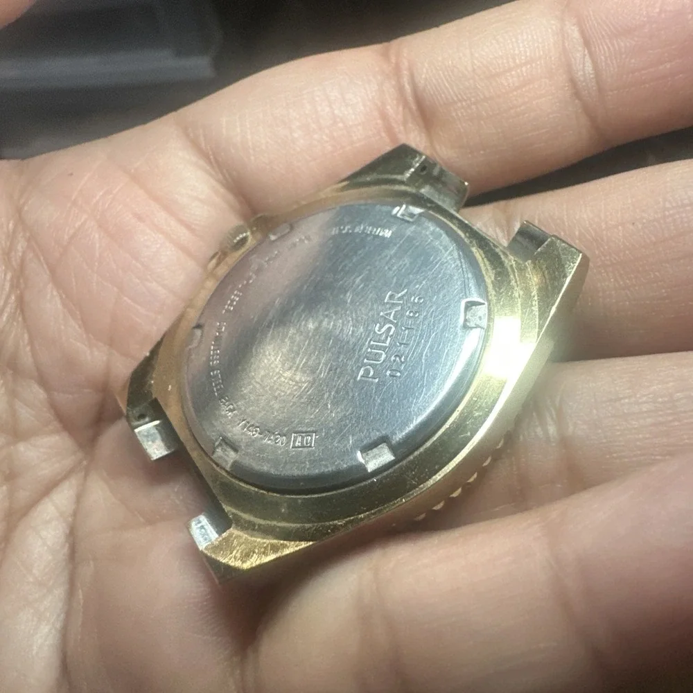 Works VTG Pulsar Divers Mens Watch & Rotating Bezel Quartz 38mm Gold Tone REPAIR